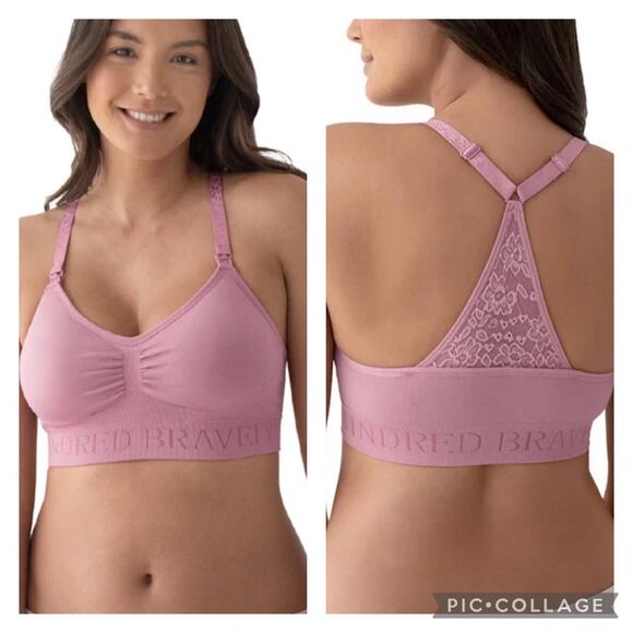 Kindred Bravely Sublime Lace Back Seamless Nursing Bra Mauve Pink Size Medium - Picture 5 of 5